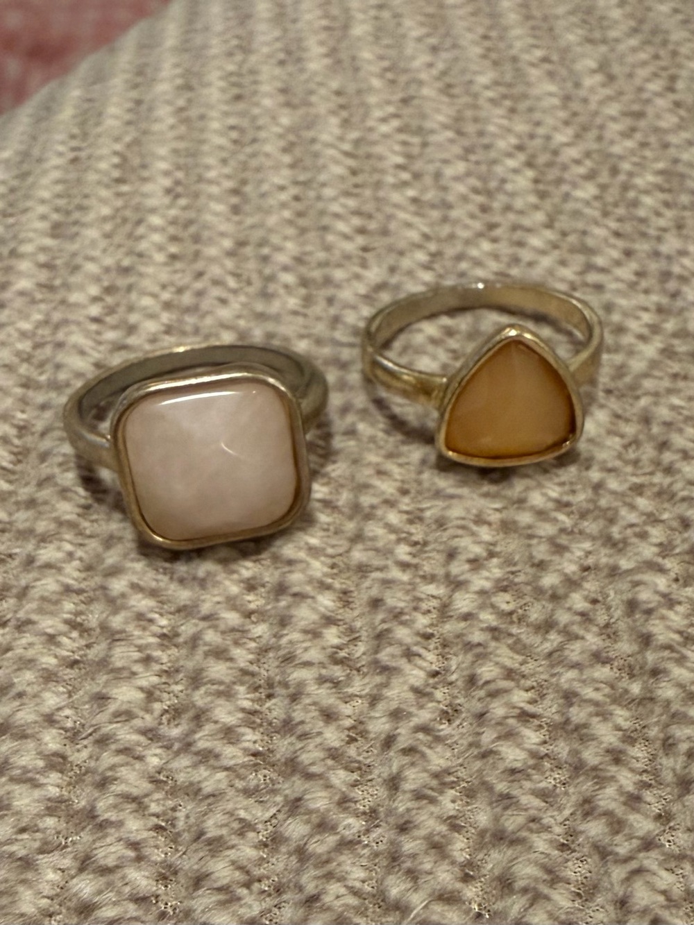 Women’s Gold-Tone Pink & Tan Stone Rings Set